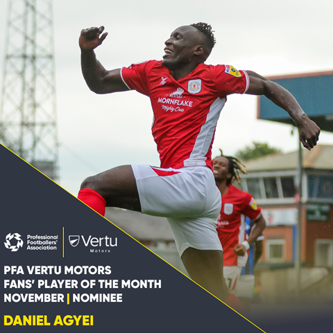Dan Agyei receives nomination for PFA Fans’ Player of the Month 